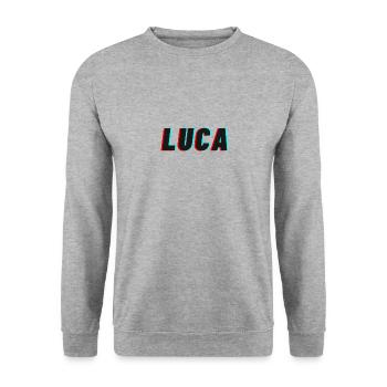 Luca lettering NEW trendy name - Unisex Sweatshirt - salt & pepper - Front - Alina (178cm) & Michal (187cm)