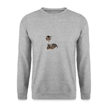 Waldmaus / Wood Mouse 1 - Unisex Pullover - Weißgrau meliert - Vorne - Alina (178cm) & Michal (187cm)