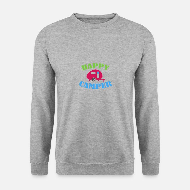 Camping Happy Camper - Unisex Pullover - Weißgrau meliert
