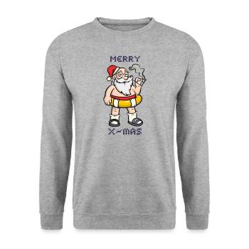 Santa Happy Holidays Merry Christmas Gift - Unisex Pullover - Weißgrau meliert - Vorne - Alina (178cm) & Michal (187cm)