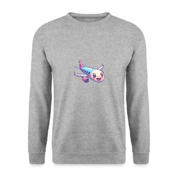 Niedliches Flugzeug - Unisex Pullover - Weißgrau meliert - Vorne - Alina (178cm) & Michal (187cm)