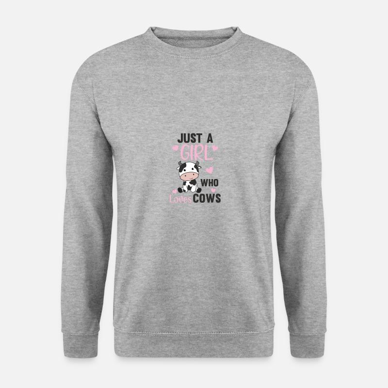 Bare en pige, der elsker køer søde ko dyr - Unisex sweater - hvidgrå meleret