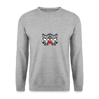 Wolf Couple Valentine's Day - Unisex Sweatshirt - salt & pepper - Front - Alina (178cm) & Michal (187cm)