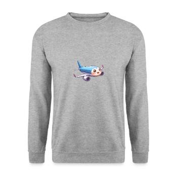 Niedliches Flugzeug - Unisex Pullover - Weißgrau meliert - Vorne - Alina (178cm) & Michal (187cm)