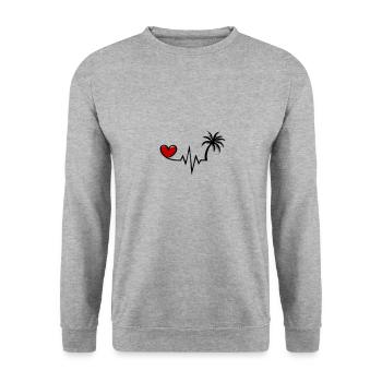 Heartbeat Palm Tree Holiday - Sweat-shirt Unisexe - gris chiné - Devant - Alina (178cm) & Michal (187cm)