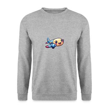 Niedliches Flugzeug - Unisex Pullover - Weißgrau meliert - Vorne - Alina (178cm) & Michal (187cm)