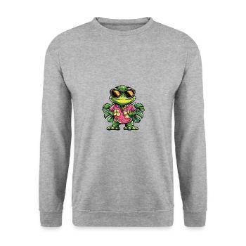 Vacances Chameleon Comic - Sweat-shirt Unisexe - gris chiné - Devant - Alina (178cm) & Michal (187cm)