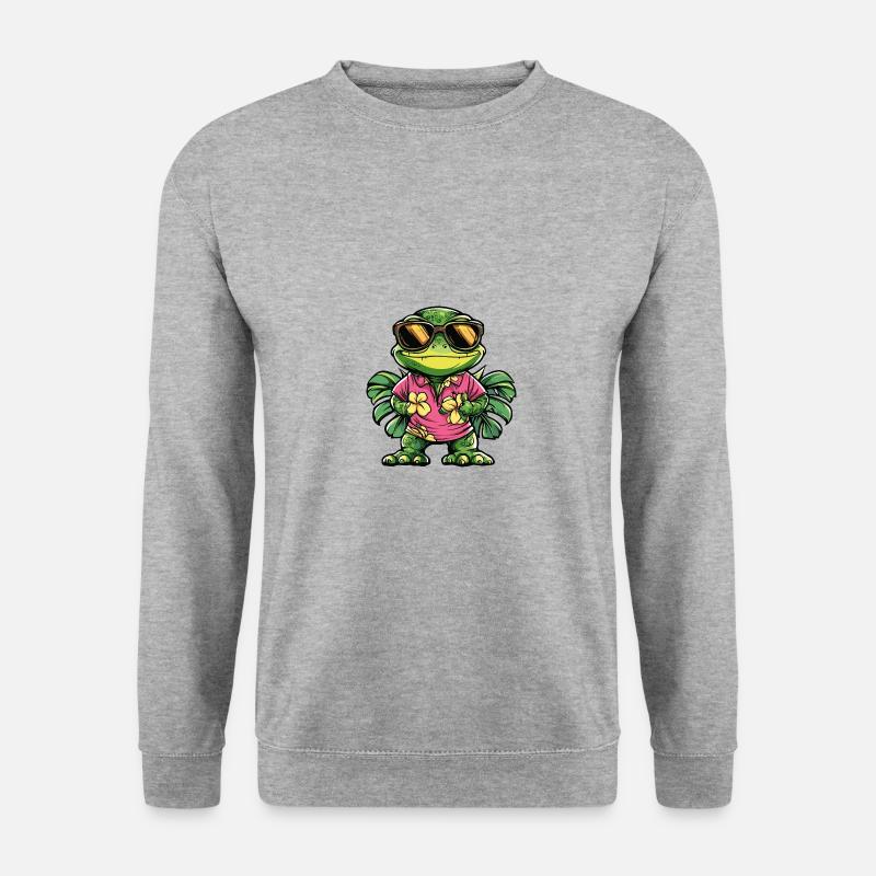 Chameleon Comic Urlaub - Unisex Pullover - Weißgrau meliert