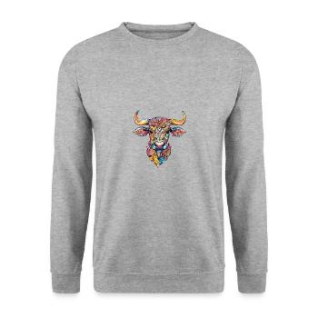 Taureau coloré - Sweat-shirt Unisexe - gris chiné - Devant - Alina (178cm) & Michal (187cm)