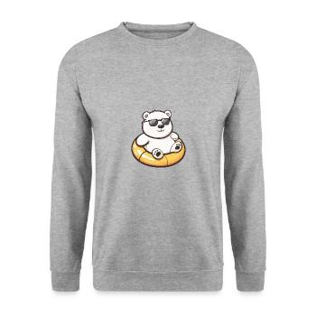 Polar Bear Comic Cool - Unisex Sweatshirt - salt & pepper - Front - Alina (178cm) & Michal (187cm)