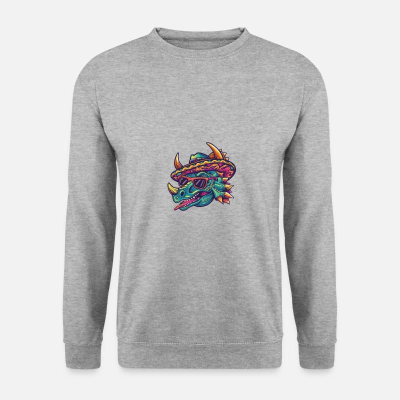Dinosaurier triceratops Sombrero - Unisex Pullover - Weißgrau meliert
