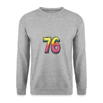76 Number Symbol - Unisex Sweatshirt - salt & pepper - Front - Alina (178cm) & Michal (187cm)
