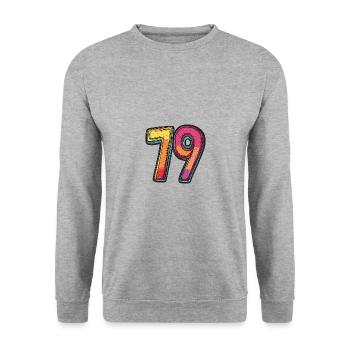79 Number Symbol - Unisex Sweatshirt - salt & pepper - Front - Alina (178cm) & Michal (187cm)