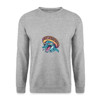 Dolphin Funny Sombrero - Unisex Sweatshirt - salt & pepper - Front - Alina (178cm) & Michal (187cm)