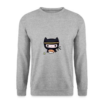 Ninja kawaii cat drawing cute sushi fan - Unisex Sweatshirt - salt & pepper - Front - Alina (178cm) & Michal (187cm)
