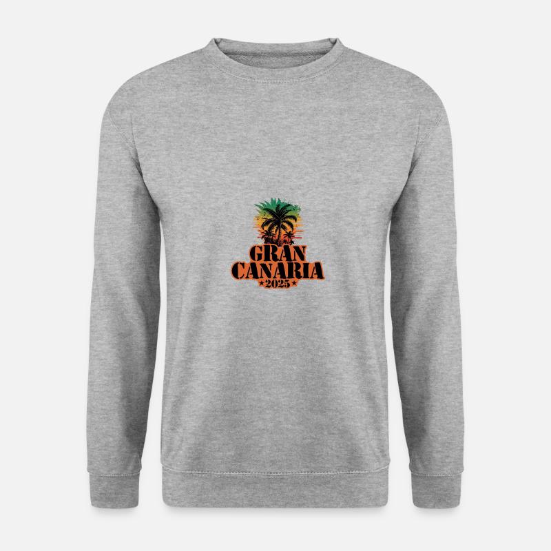 Gran Canaria 2025 Palmen - Unisex Pullover - Weißgrau meliert