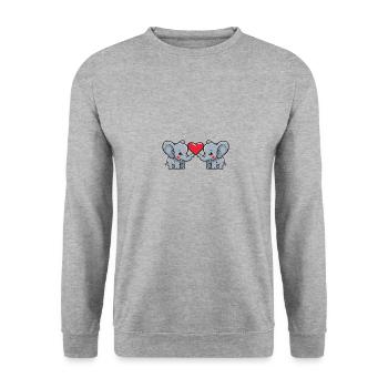 Elefant Paar Valentinstag - Unisex Pullover - Weißgrau meliert - Vorne - Alina (178cm) & Michal (187cm)