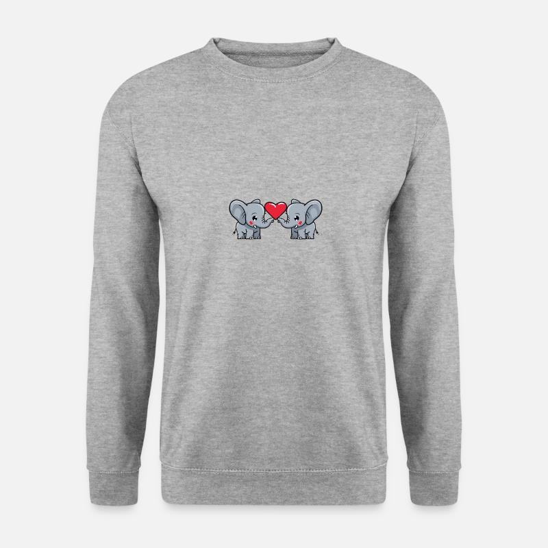 Elefant Paar Valentinstag - Unisex Pullover - Weißgrau meliert