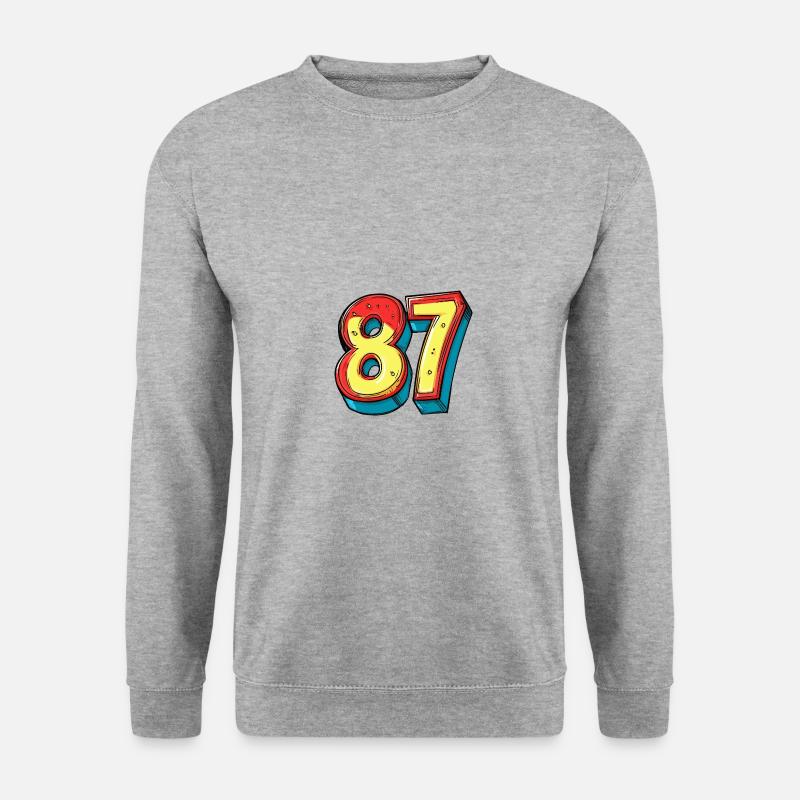 87 Zahl Symbol - Unisex Pullover - Weißgrau meliert