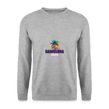 Barcelona 2025 Holiday Palms - Unisex Sweatshirt - salt & pepper - Front - Alina (178cm) & Michal (187cm)