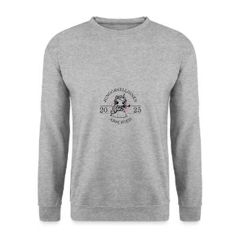 Junggesellinnen Abschied 2025 Einhorn - Unisex Pullover - Weißgrau meliert - Vorne - Alina (178cm) & Michal (187cm)