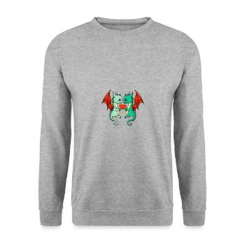 Dragon Couple Valentine's Day - Unisex Sweatshirt - salt & pepper - Front - Alina (178cm) & Michal (187cm)
