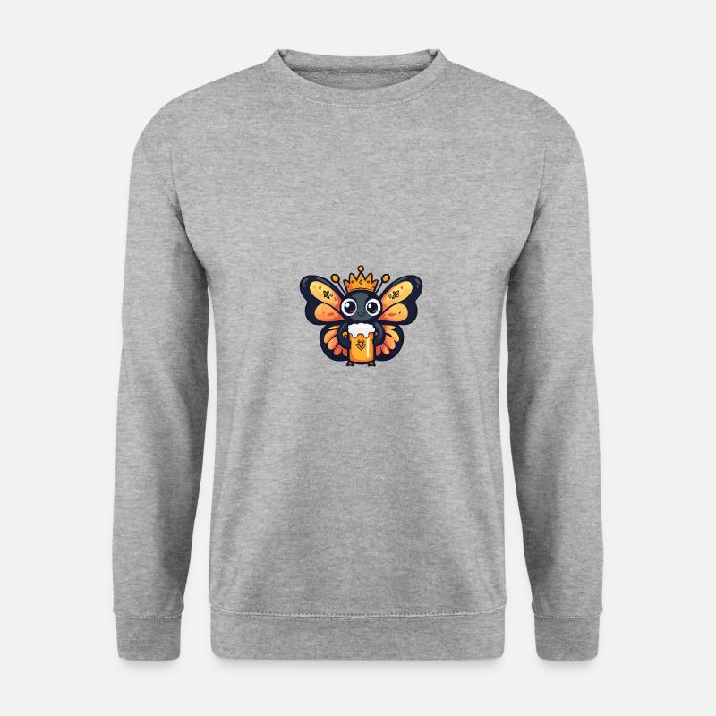 Schmetterling Bier Lustig - Unisex Pullover - Weißgrau meliert