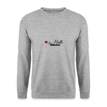 Malle 2025 Herzschlag Puls - Unisex Pullover - Weißgrau meliert - Vorne - Alina (178cm) & Michal (187cm)