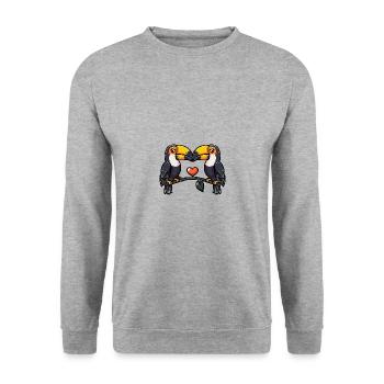 Toucan oiseau couple e Saint-Valentin - Sweat-shirt Unisexe - gris chiné - Devant - Alina (178cm) & Michal (187cm)
