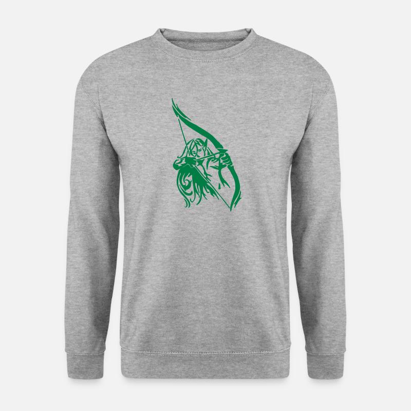 Elf Waldläufer Bogenschütze Fantasy RPG Geschenk - Unisex Pullover - Weißgrau meliert