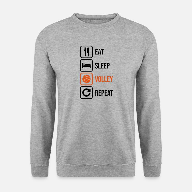 Eat. Sleep. Volley. Repeat. - Unisex Pullover - Weißgrau meliert