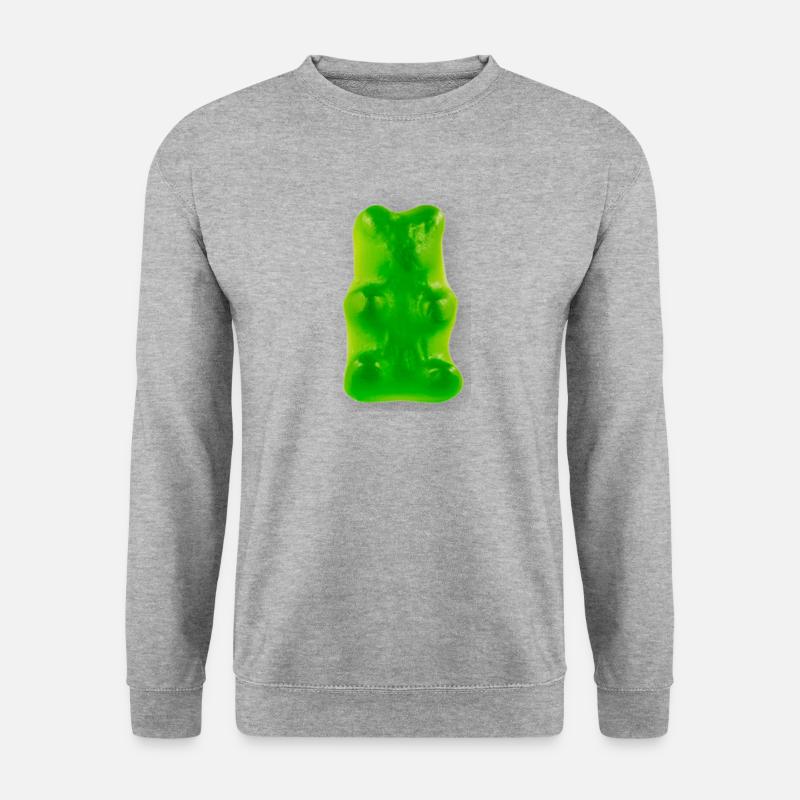 Gummibär grün / Gorß und lecker - Unisex Pullover - Weißgrau meliert