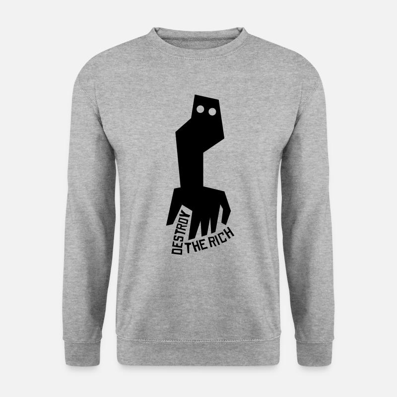 DESTROY THE RICH - Unisex Pullover - Weißgrau meliert