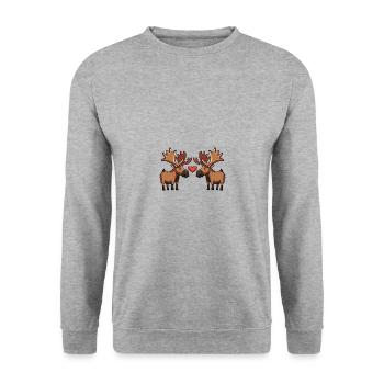 Elch Paar Valentinstag - Unisex Pullover - Weißgrau meliert - Vorne - Alina (178cm) & Michal (187cm)