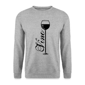 Wine Symbol Glass - Unisex Sweatshirt - salt & pepper - Front - Alina (178cm) & Michal (187cm)