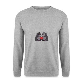Couple de gorilles Saint-Valentin - Sweat-shirt Unisexe - gris chiné - Devant - Alina (178cm) & Michal (187cm)