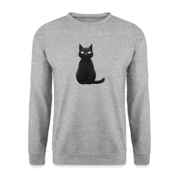 cute black cat - Unisex Sweatshirt - salt & pepper - Front - Alina (178cm) & Michal (187cm)
