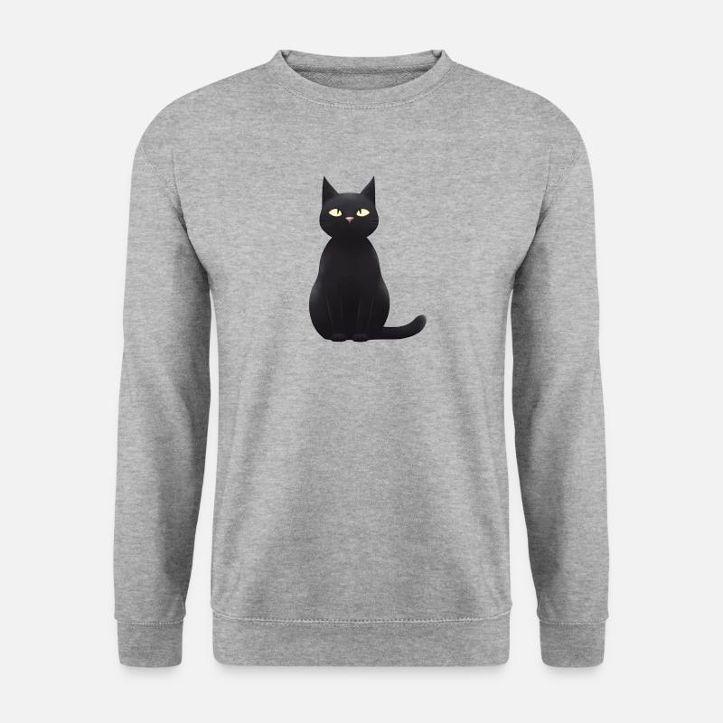 cute black cat - Unisex Pullover - Weißgrau meliert