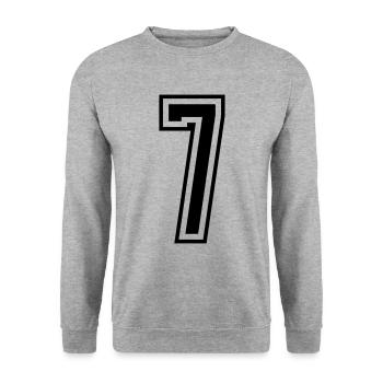 7 Zahl nummer - Unisex Pullover - Weißgrau meliert - Vorne - Alina (178cm) & Michal (187cm)