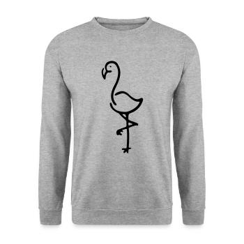 Flamingo Design / Geschenkidee / bunter Vogel - Unisex Pullover - Weißgrau meliert - Vorne - Alina (178cm) & Michal (187cm)