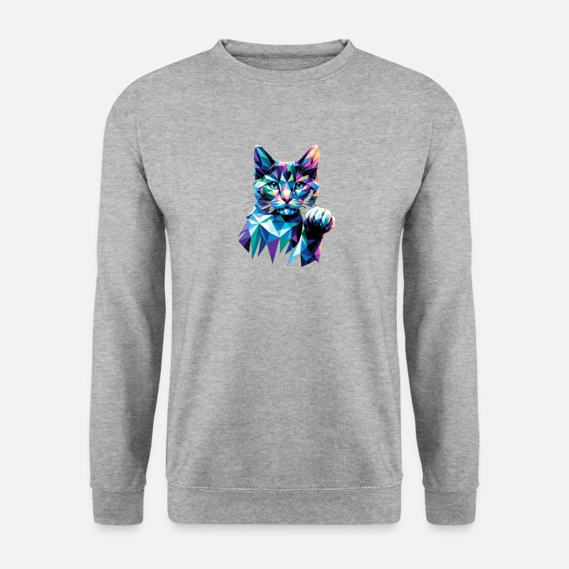 Katze - Unisex Pullover - Weißgrau meliert