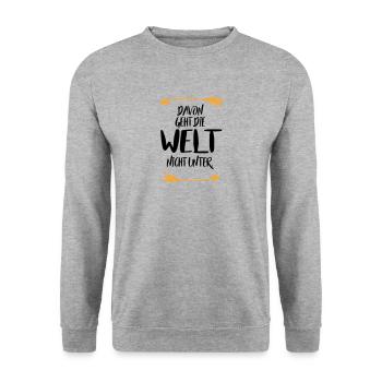 Davon geht die Welt nicht unter - Unisex Pullover - Weißgrau meliert - Vorne - Alina (178cm) & Michal (187cm)