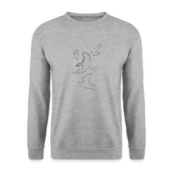 pigeons,birds,drawing,charcoal drawing,grey,deaf - Unisex Sweatshirt - salt & pepper - Front - Alina (178cm) & Michal (187cm)
