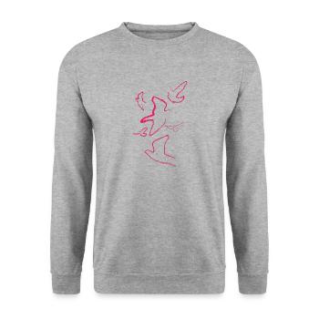 pigeons,birds,drawing,charcoal drawing,pink,deaf - Unisex Sweatshirt - salt & pepper - Front - Alina (178cm) & Michal (187cm)