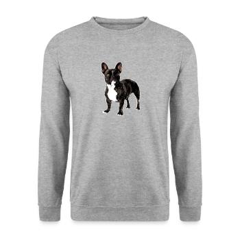 Französische Bulldogge - Unisex Pullover - Weißgrau meliert - Vorne - Alina (178cm) & Michal (187cm)