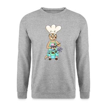 Meerkat bakes chocolate cake - Unisex Sweatshirt - salt & pepper - Front - Alina (178cm) & Michal (187cm)