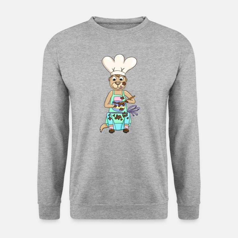 Erdmännchen backt Schokokuchen - Unisex Pullover - Weißgrau meliert