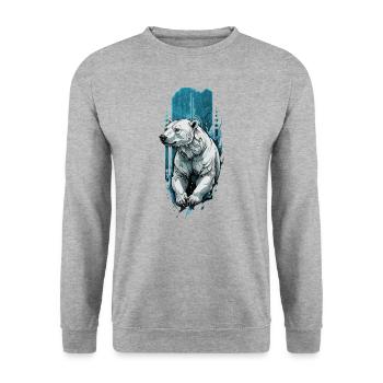 Arctic Majesty: Polar Bear in the water - Unisex Sweatshirt - salt & pepper - Front - Alina (178cm) & Michal (187cm)