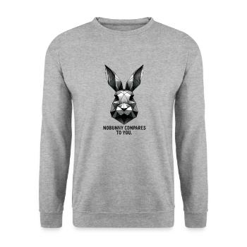 Géométrie du lapin « Nobunny se compare à vous » - Sweat-shirt Unisexe - gris chiné - Devant - Alina (178cm) & Michal (187cm)