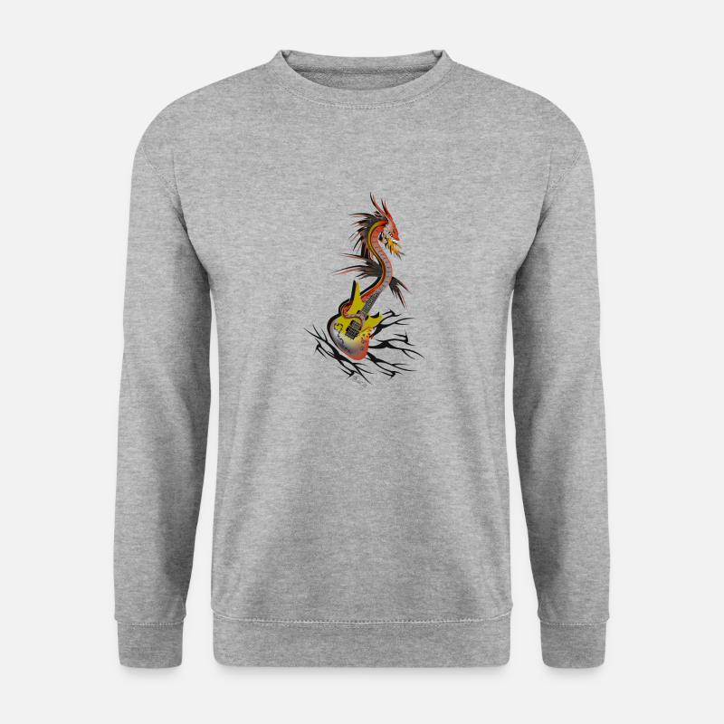 Guitar Dragon - Unisex Pullover - Weißgrau meliert